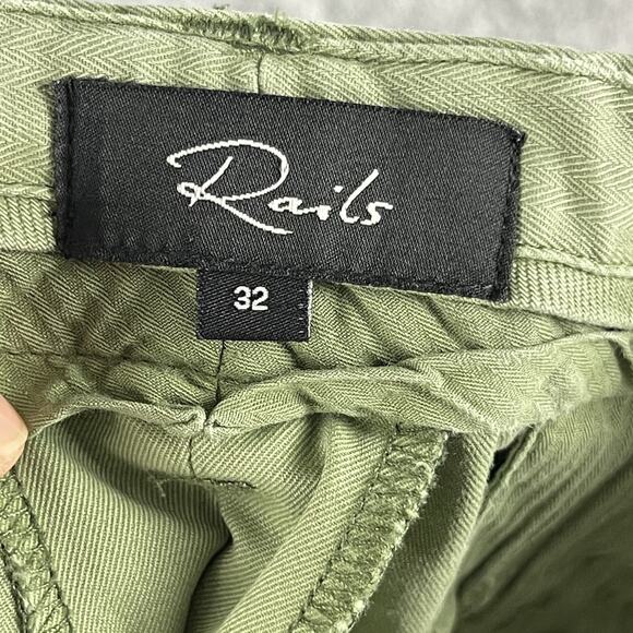 Rails Chino Pants Mens 32x30 Green Twill Flat Front Straight Casual Preppy - Picture 10 of 14
